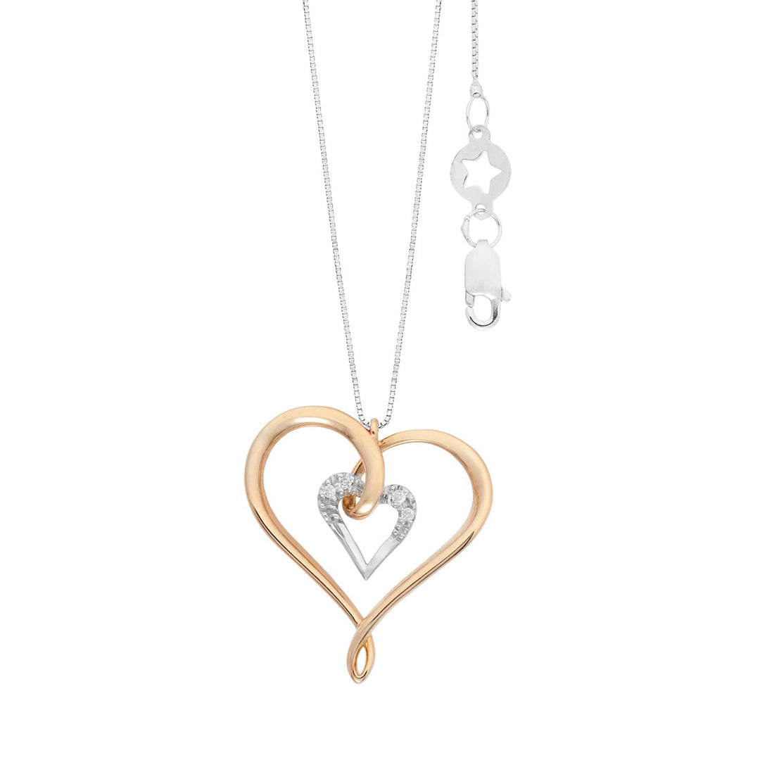 Collar Comete Heart en oro blanco y rosa de 750 ‰ y diamantes blancos GLB1706