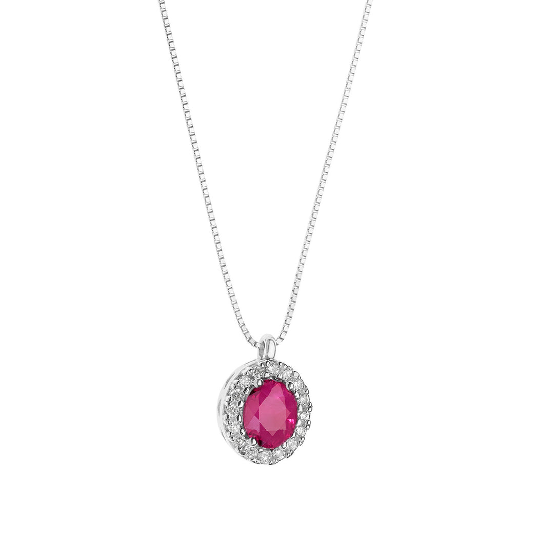 Comete Collana in Oro Diamanti e Rubino ovale GLB1673