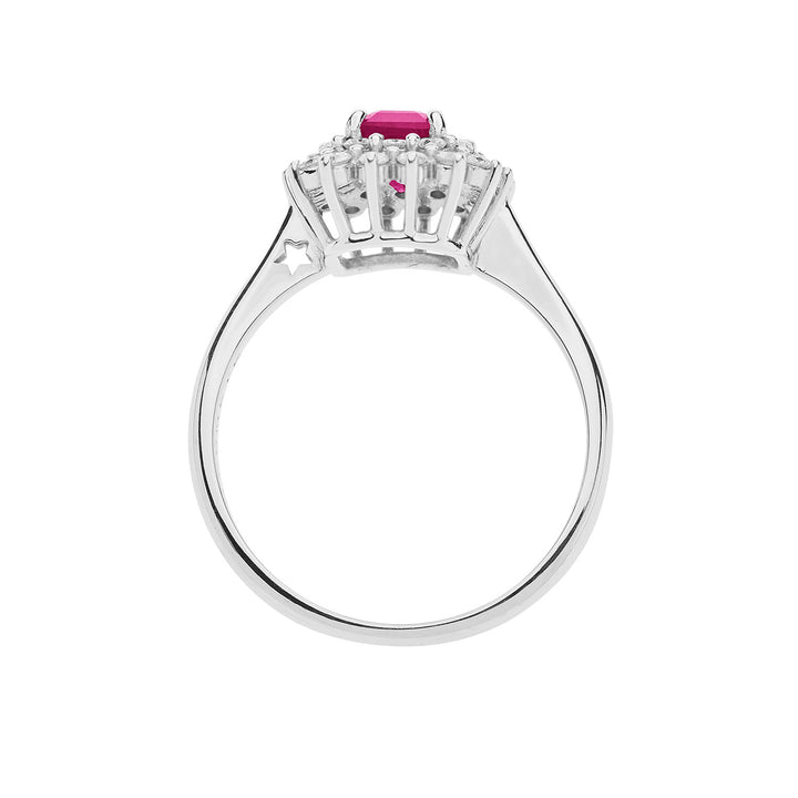 Comete Goldring mit Diamanten und achteckigem Rubin ANB2624