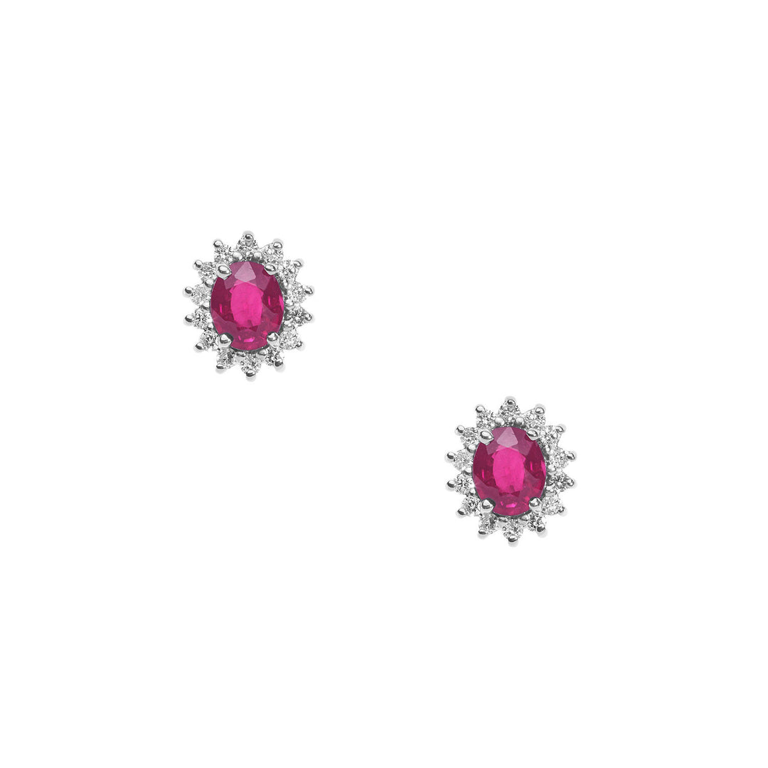 Comete Orecchini in Oro Diamanti e Rubino ovali ORB1026