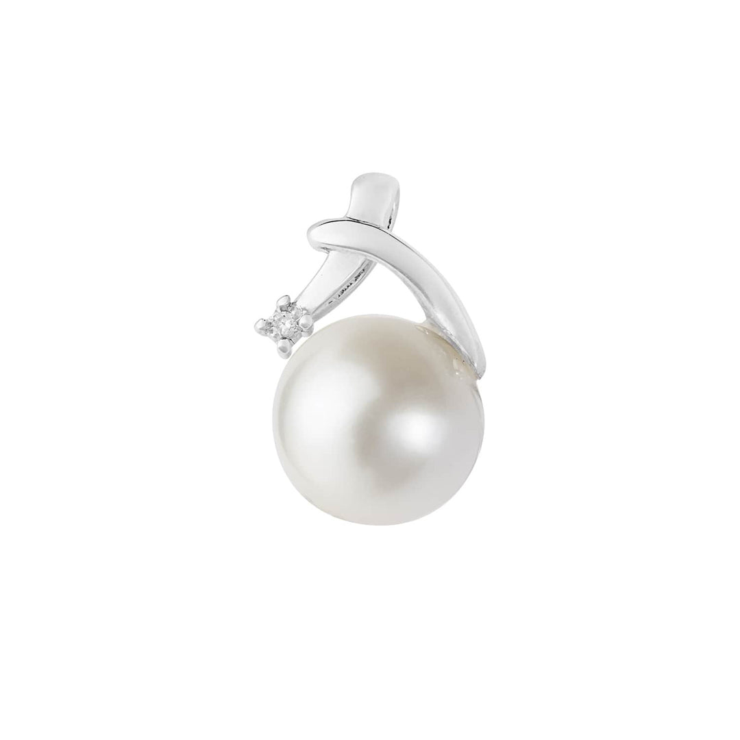 Comete-hanger in 750‰ witgoud, gekweekte parel en witte diamant COP269