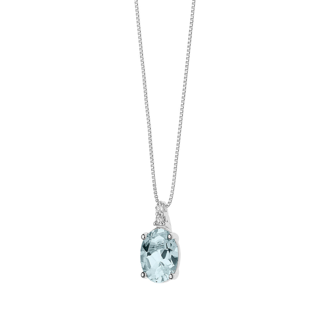 Comete Collana in Oro Diamanti e Acquamarina Ovale GLQ267