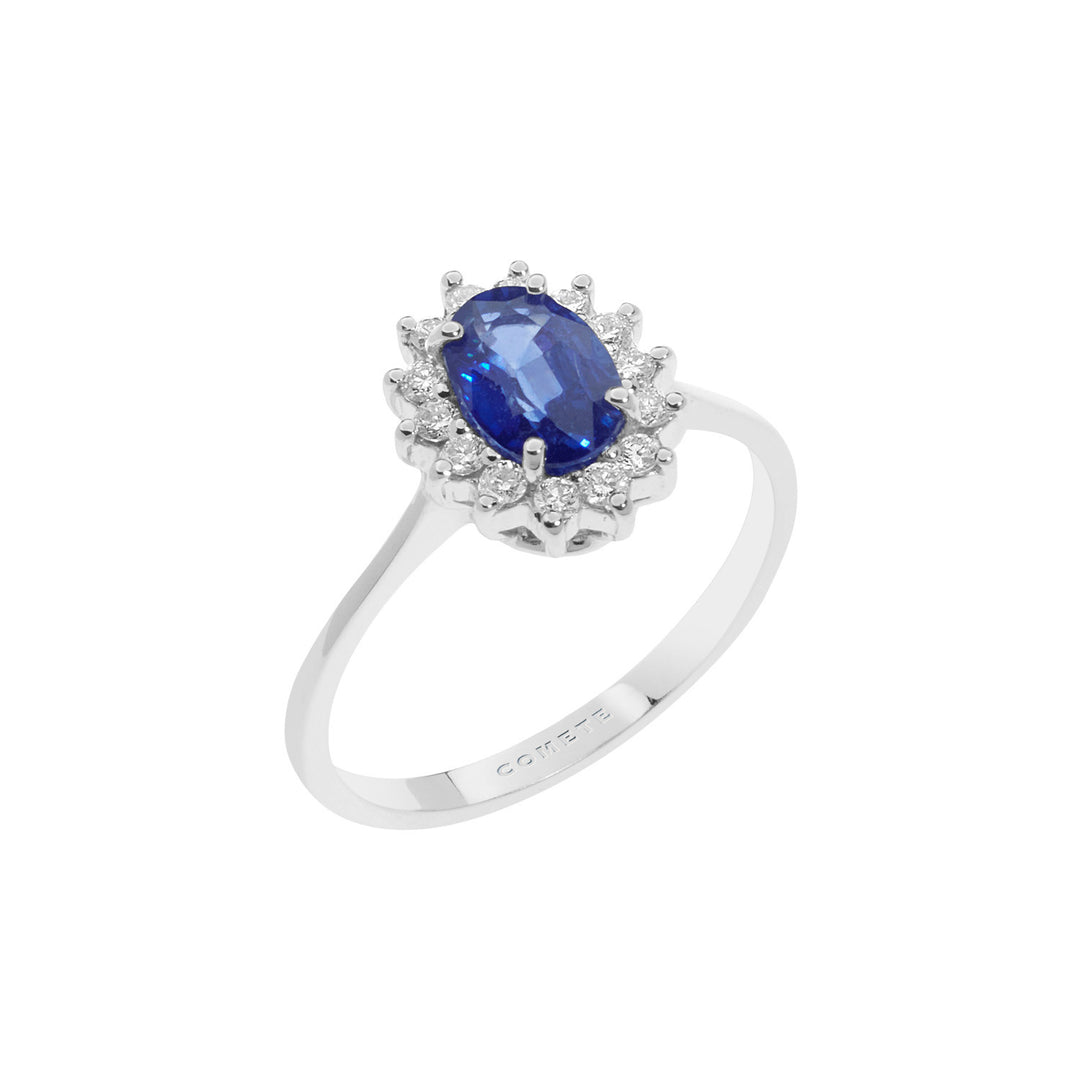 Comete Anello in Oro Diamanti e Zaffiro blu ovale ANB2569