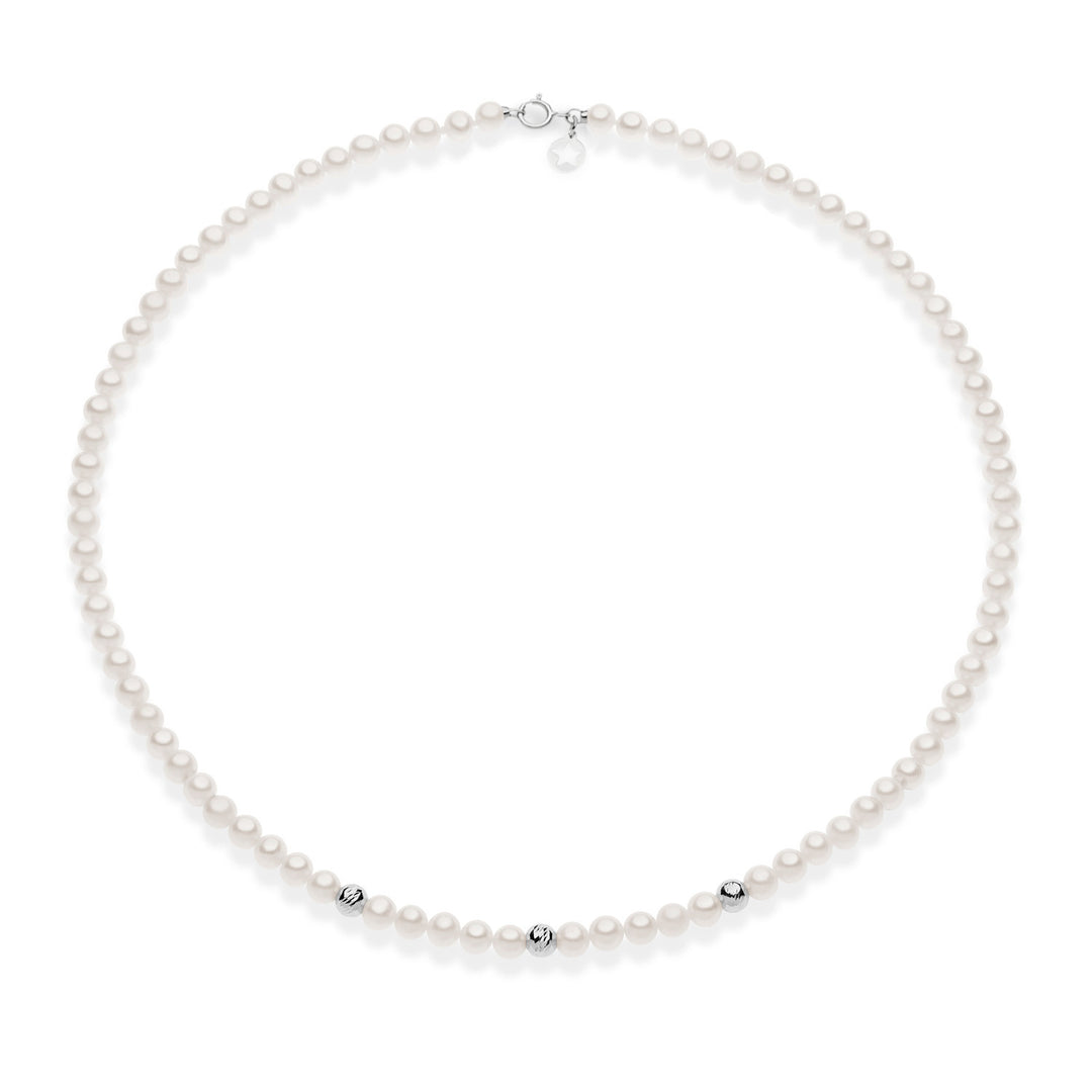 Comete Gargantilla de perlas y esferas decorada en oro blanco 375‰ KFWQ263B