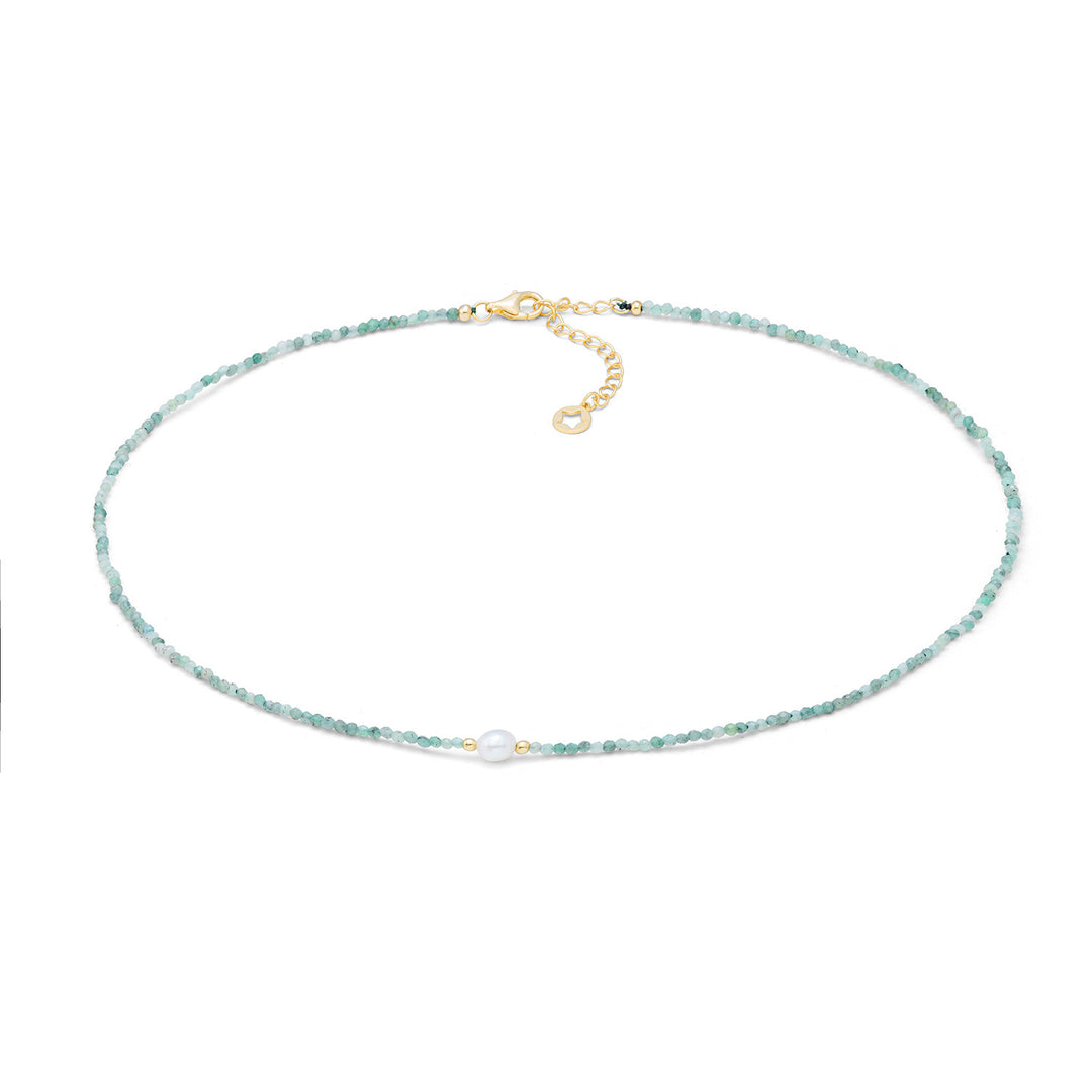 Comete Girocollo in argento 925‰ con smeraldo e perla GLA300
