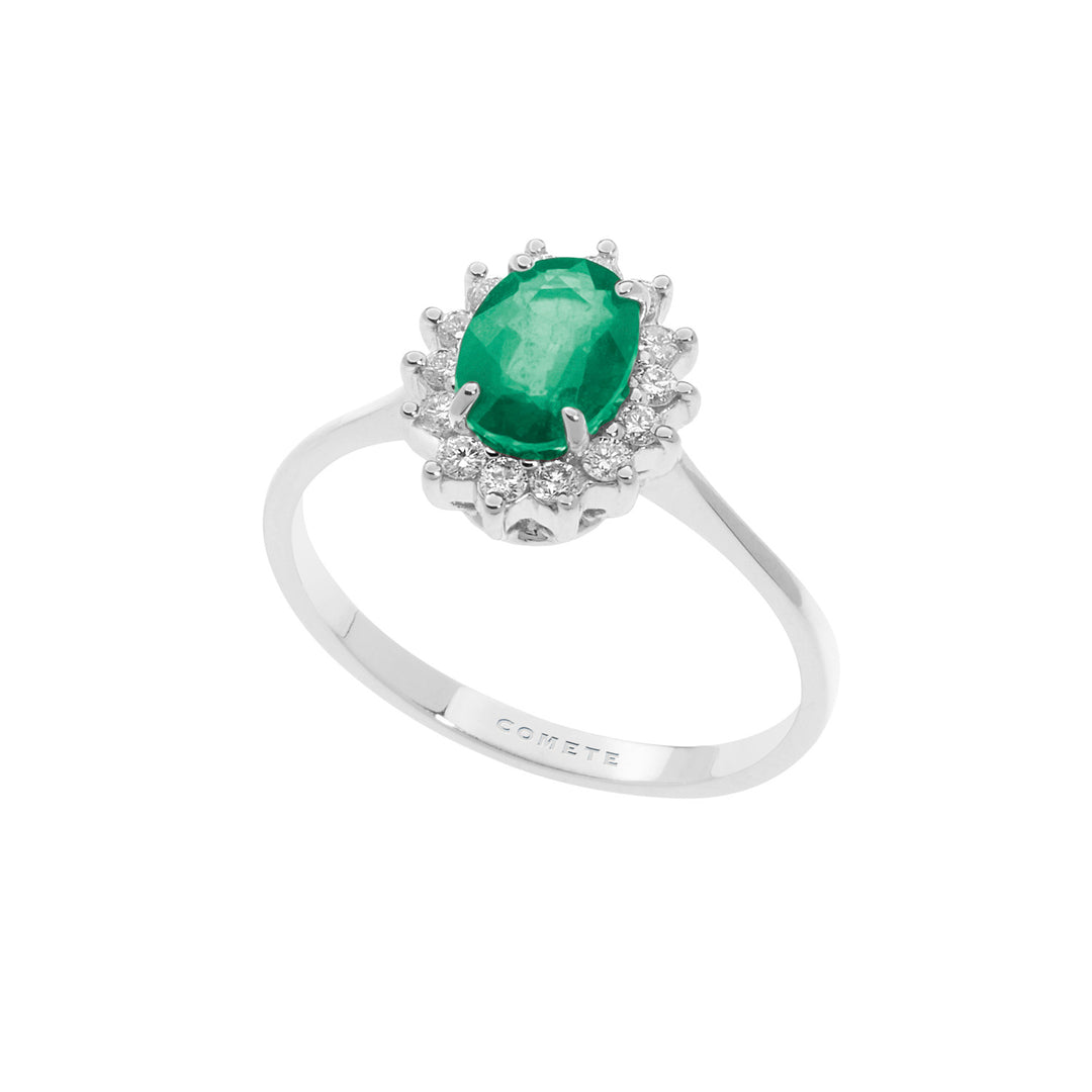 Comete Ring i guld, diamanter og oval smaragd ANB2571S3