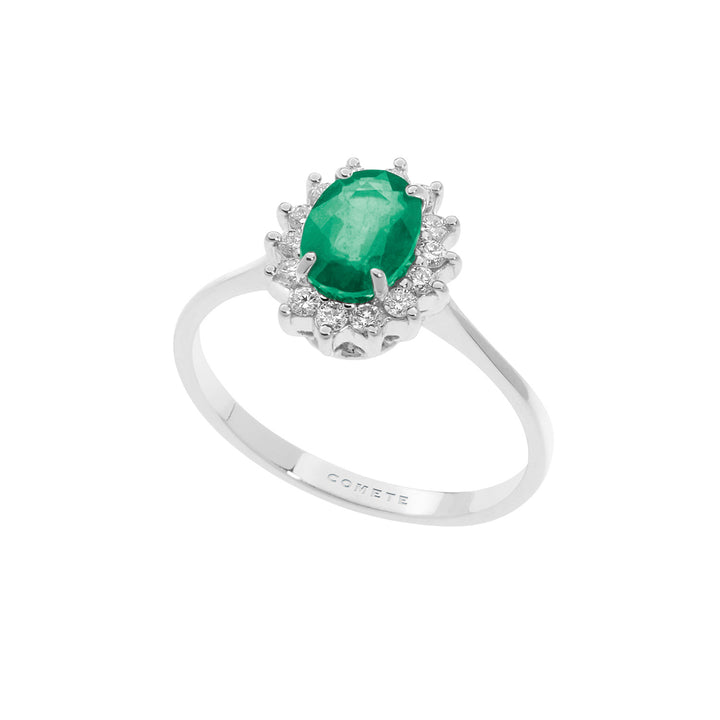 Comete Ring i guld, diamanter og oval smaragd ANB2571S3