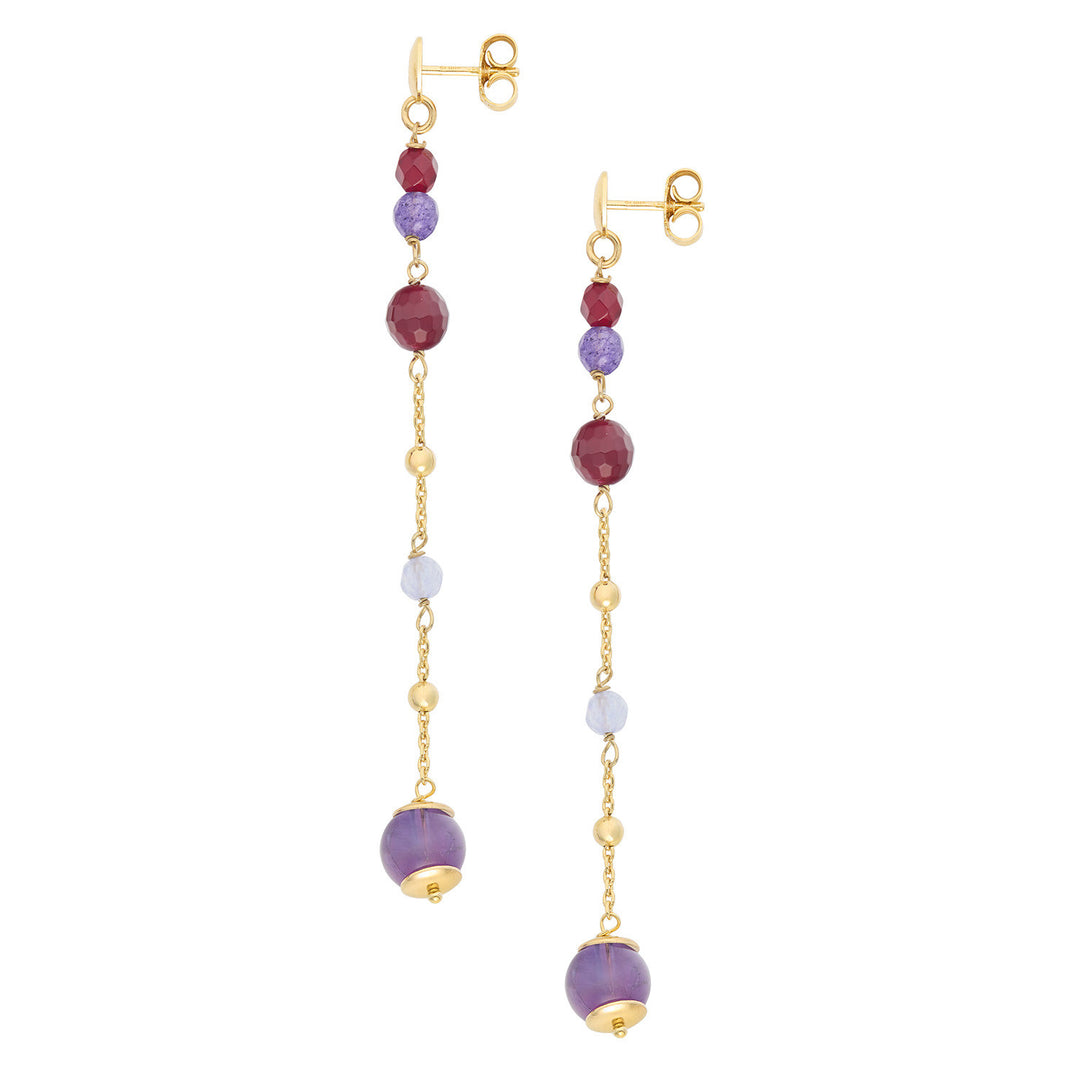 Comete-Ohrringe aus 925‰ Silber mit farbigem Amethyst, Achat und Jade ORA219