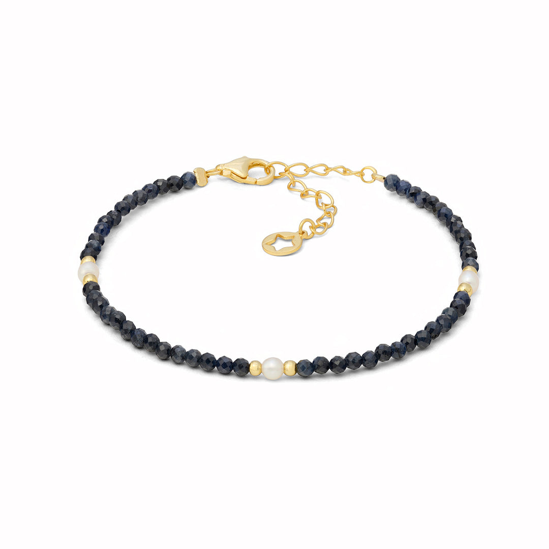 Comete Armband in 925‰ goudzilver met saffier en parels BRA281