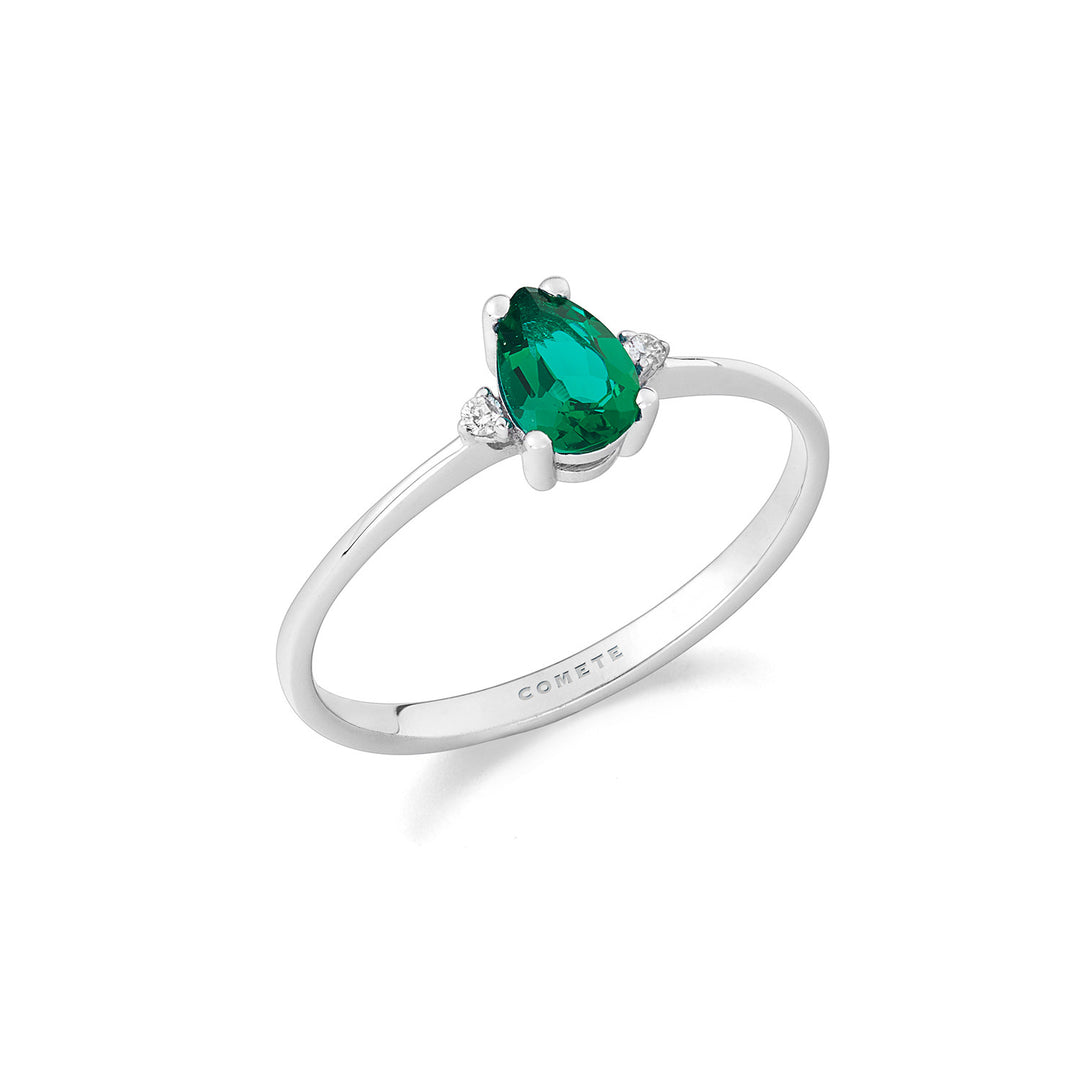 Comete Ring i 750 ‰ gull, diamanter og smaragdfall ANB2711