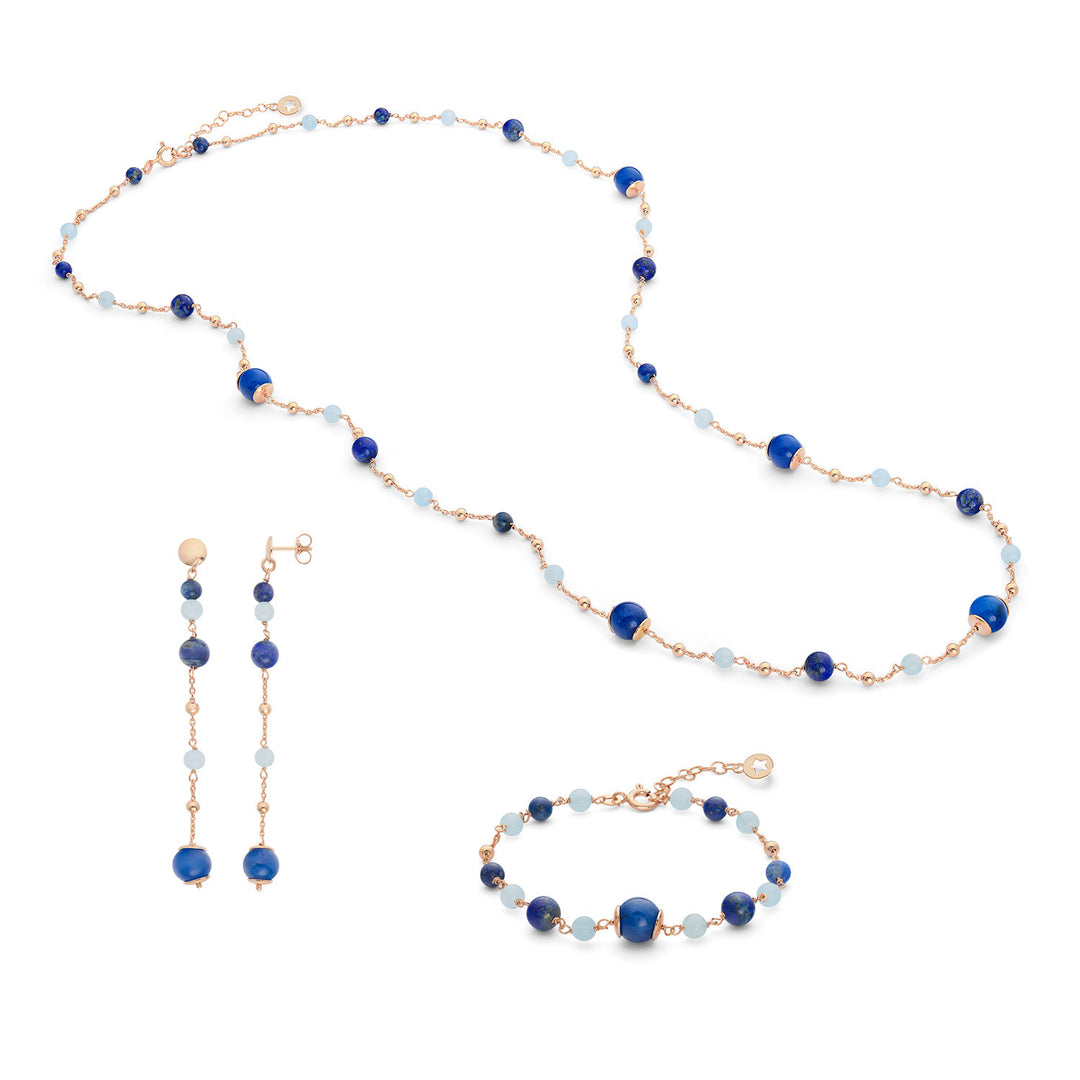 Comete Bracelet 925‰ Silver with Aquamarine, Lapis, colored Quartz KIT268218269