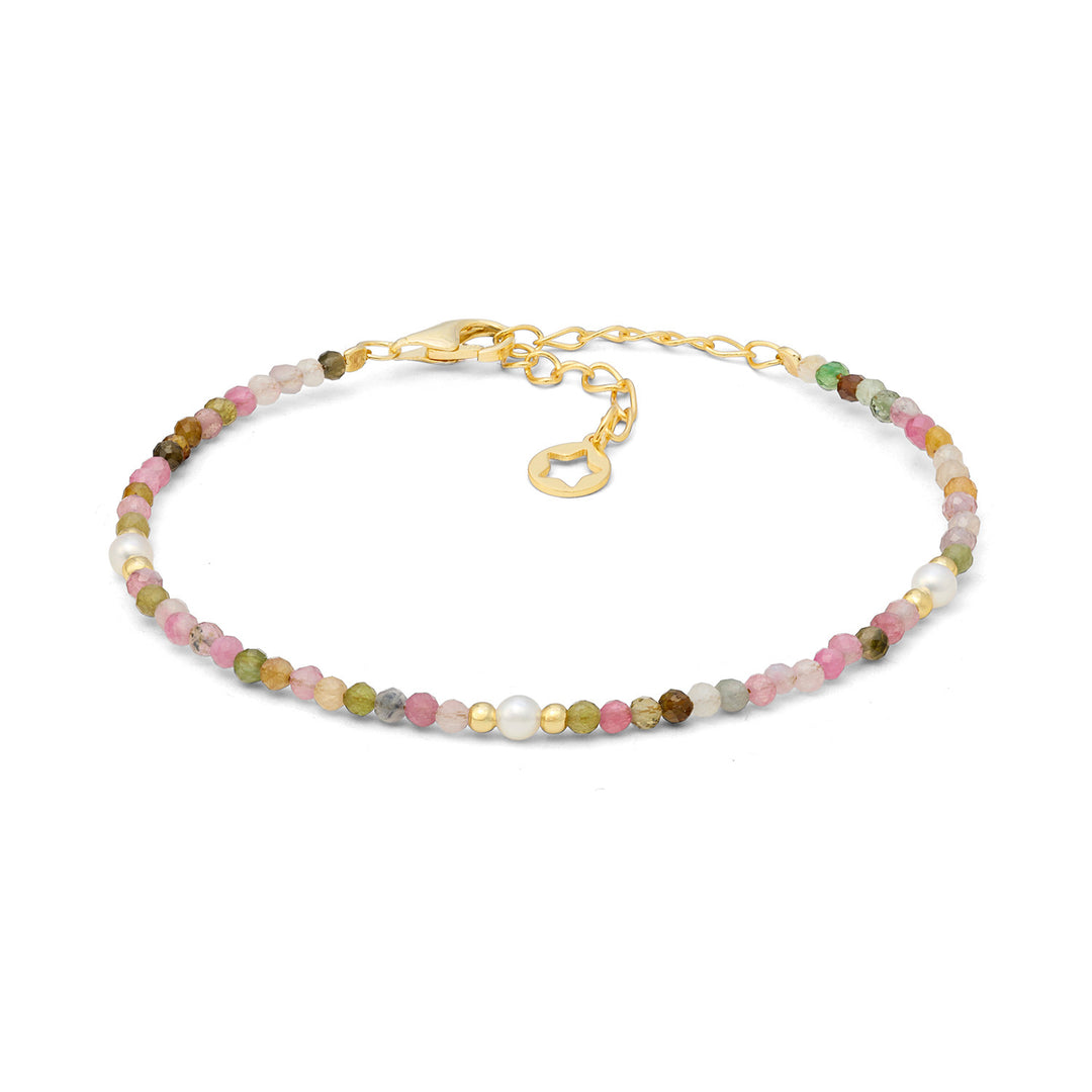 Pulsera Comete Golden de plata 925 ‰ con turmalina multicolor y perlas BRA283