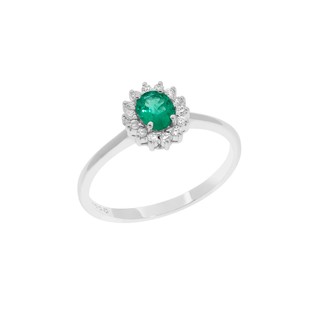 Comete Ring i guld, diamanter og oval smaragd ANB2574S3