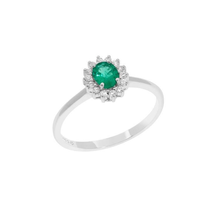 Comete Ring i guld, diamanter og oval smaragd ANB2574S3