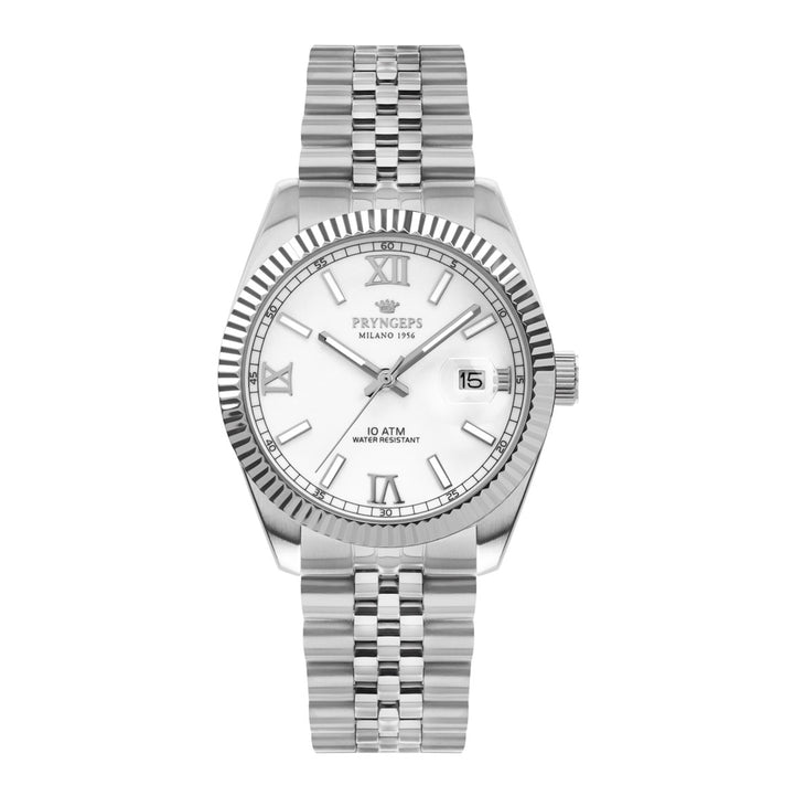 Pryngeps Erre X 32mm white steel quartz watch A822/2 BI