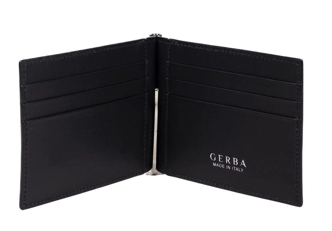 Gerba Euro-Halter aus vollnarbigem Kalbsleder und Gerba-Logo in GB002 SCHWARZ-Silber