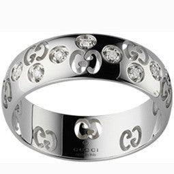 Gucci Icon Bold ring 18kt hvidguld og diamanter str. 13 246484 J8540 9066