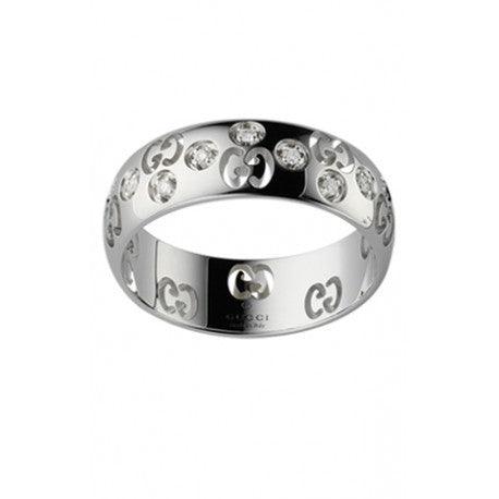 Gucci Icon Bold ring 18kt hvidguld og diamanter str. 13 246484 J8540 9066