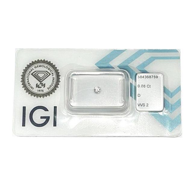 IGI diamante in blister certificato taglio brillante 0,08ct colore D purezza VVS 2 - Capodagli 1937