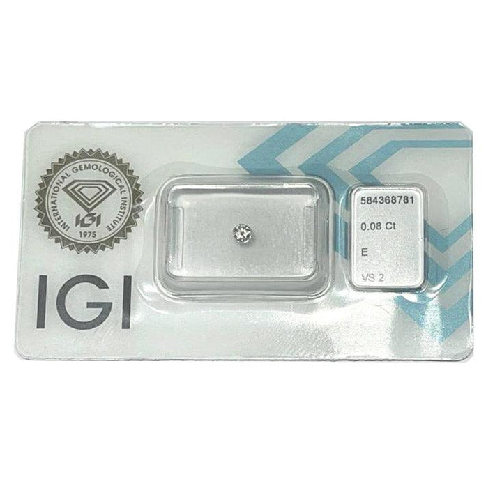 IGI diamante in blister certificato taglio brillante 0,08ct colore E purezza VS 1 - Capodagli 1937