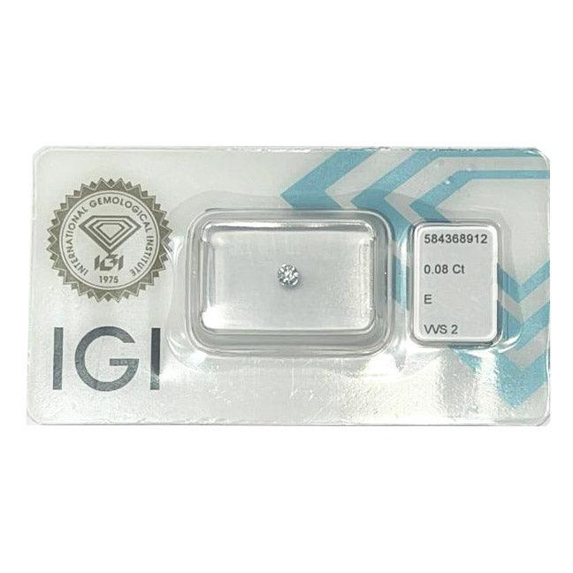 IGI diamante in blister certificato taglio brillante 0,08ct colore E purezza VVS 2 - Capodagli 1937
