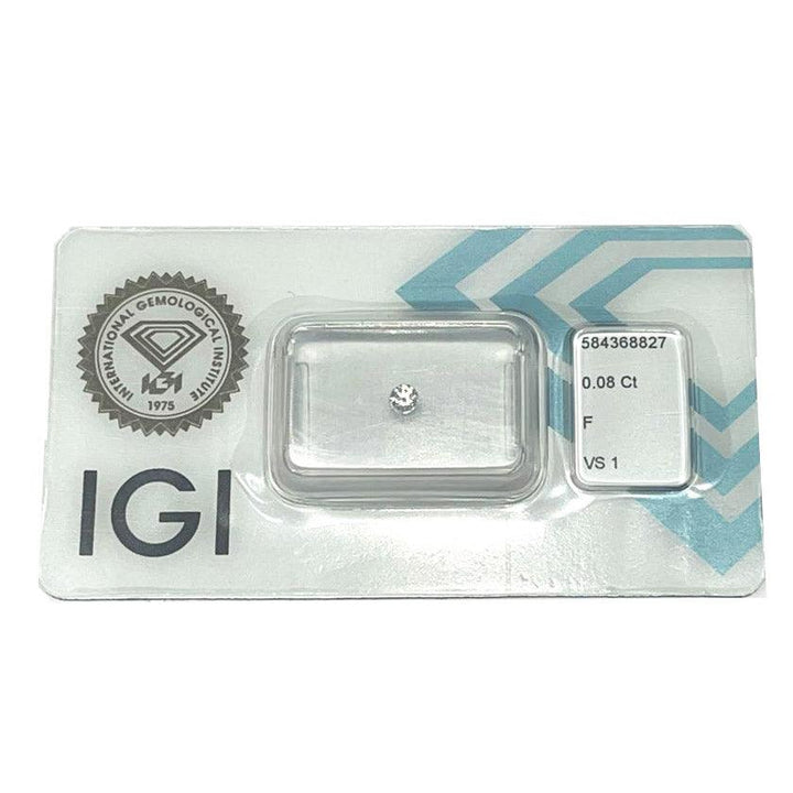 IGI diamante in blister certificato taglio brillante 0,08ct colore F purezza VS 1 - Capodagli 1937
