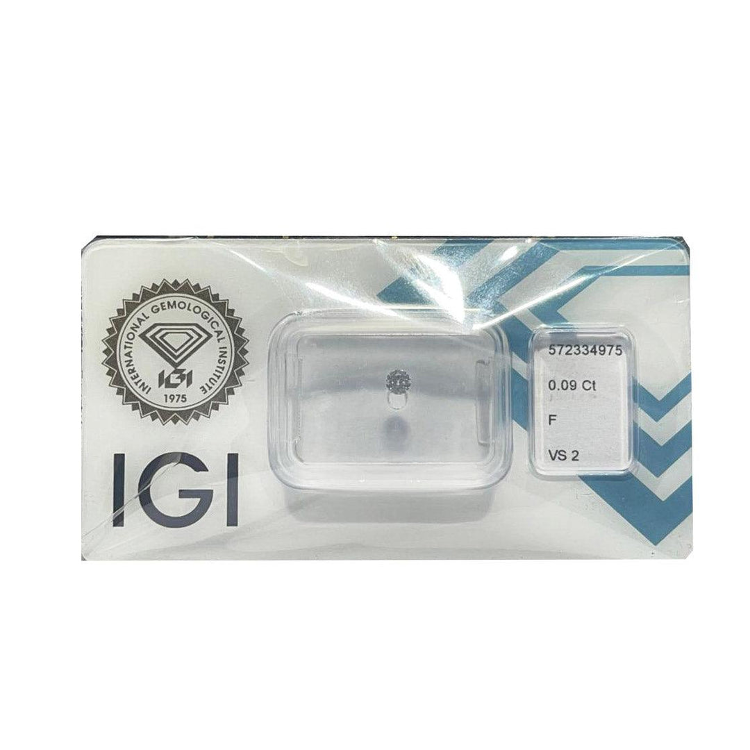 IGI diamante in blister certificato taglio brillante 0,09ct colore F purezza VS 2 - Capodagli 1937