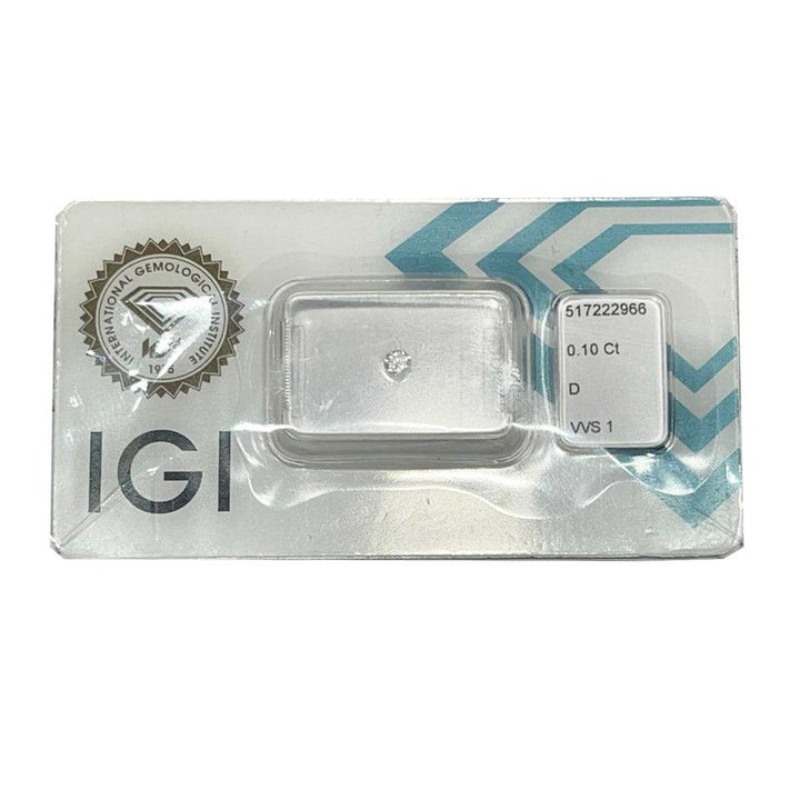 IGI diamante in blister certificato taglio brillante 0,10ct colore D purezza VVS 1 - Capodagli 1937