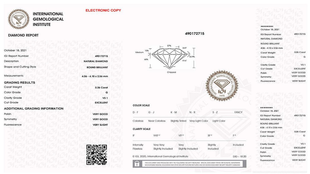 IGI diamante in blister certificato taglio brillante 0,26ct colore G purezza VS 1 - Capodagli 1937