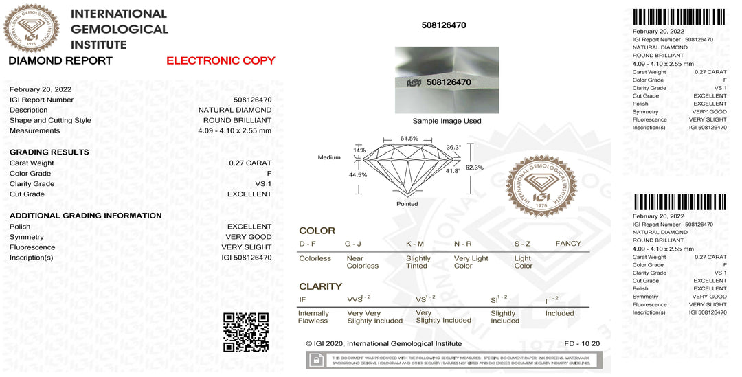 IGI diamante in blister certificato taglio brillante 0,27ct colore F purezza VS 1 - Capodagli 1937