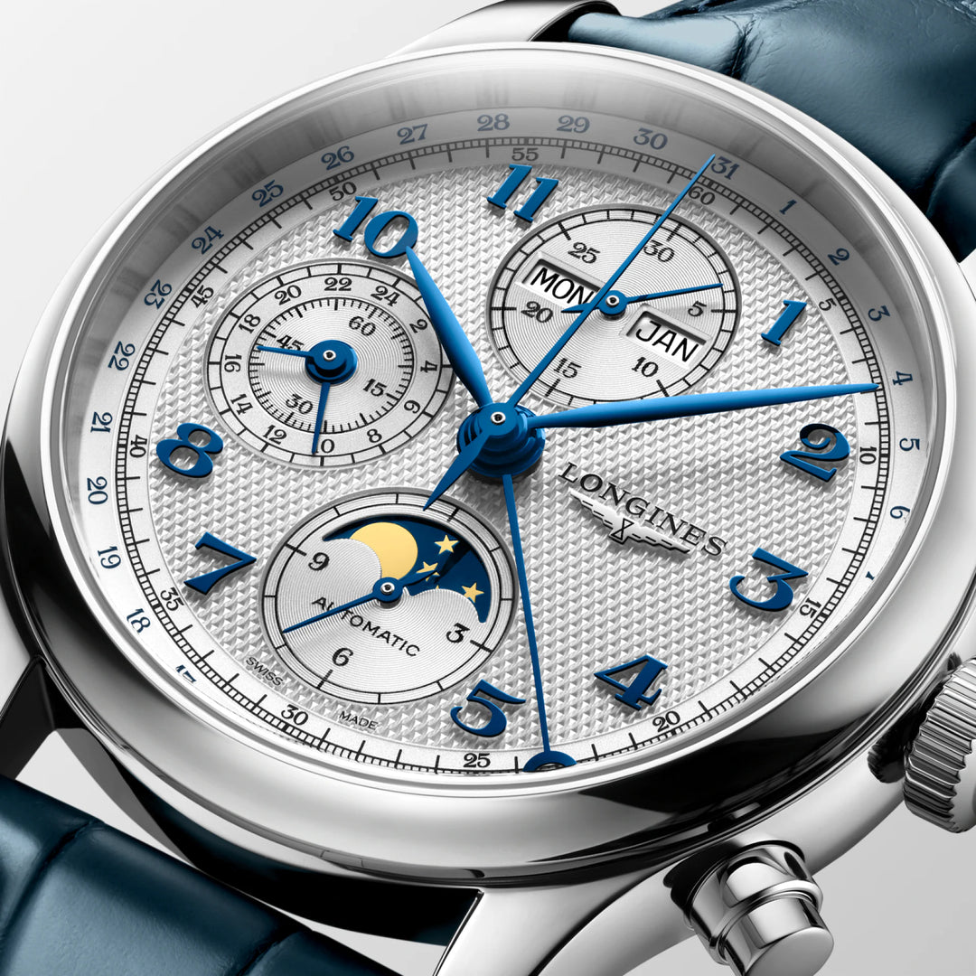 론진 시계 마스터 컬렉션 Chrono Moonphase 41mm 은 오토매틱 스틸 L2.962.4.73.2