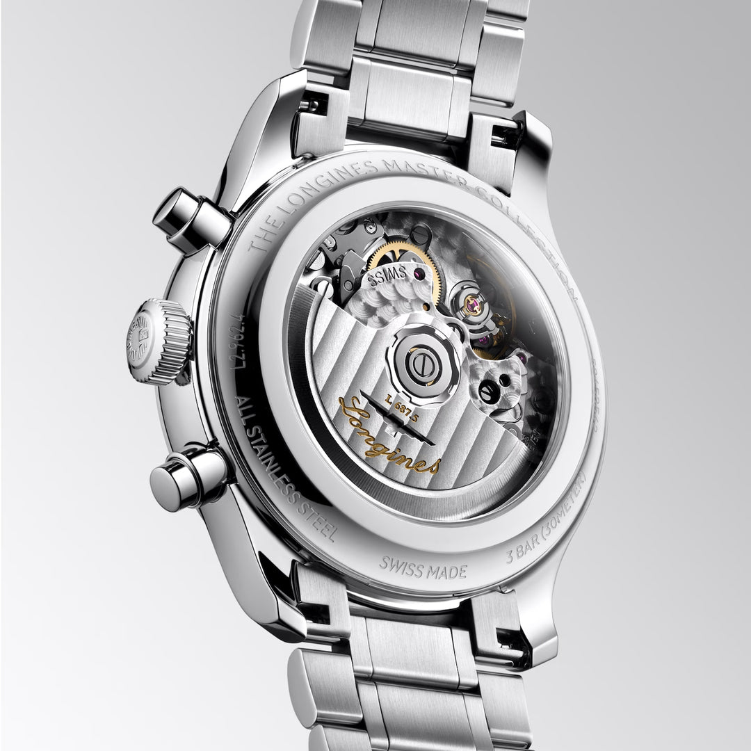 Longines orologio Master Collection Chrono Moonphase 41mm argento automatico acciaio L2.962.4.73.6