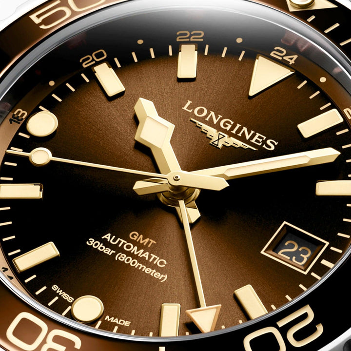 Longines orologio Hydroconquest GMT 41mm marrone automatico acciaio L3.790.4.66.6 - Capodagli 1937