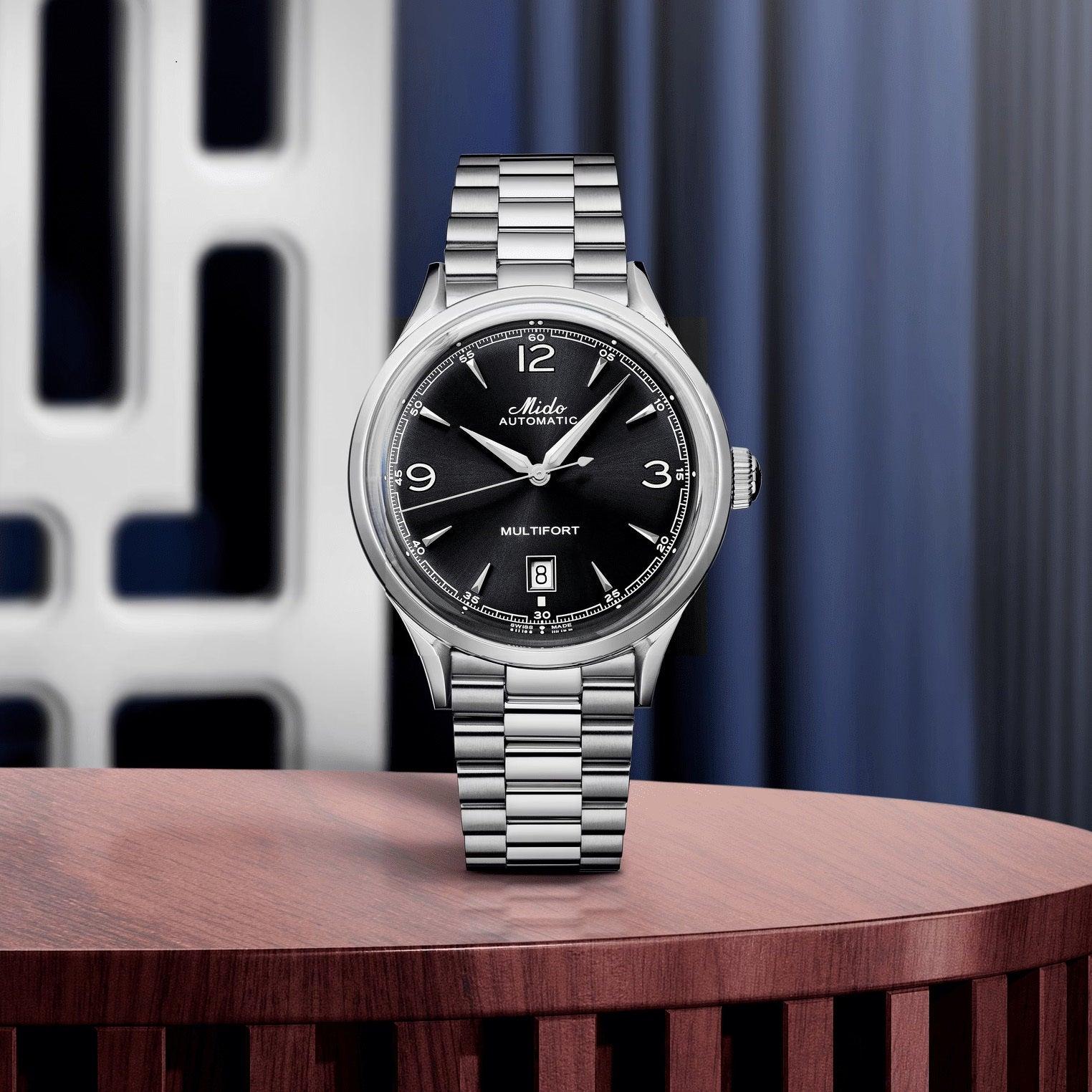 MIDO 自動巻き時計 ブラック ミドー 時計 マルチフォート パワーウィンド 40mm ブラック 自動巻き