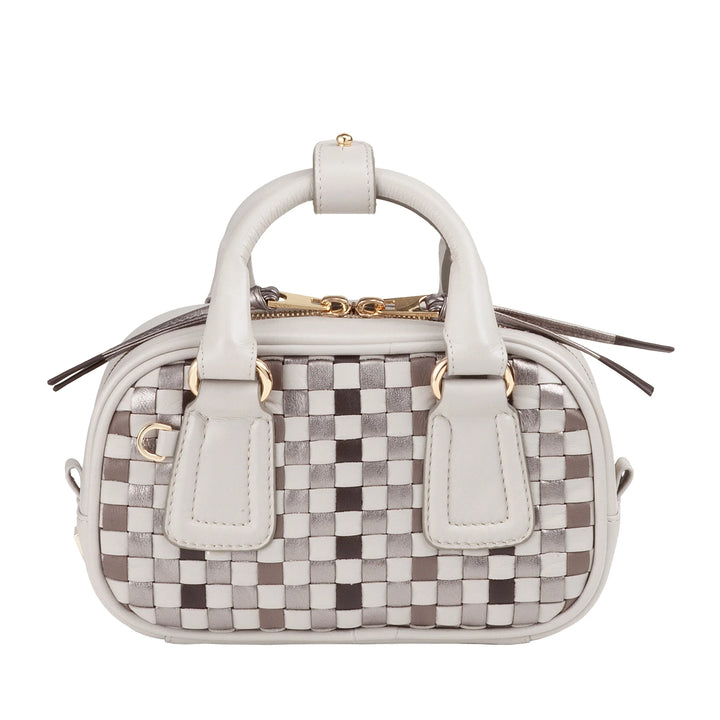 Mini bolsa feminina DUDU em couro tecido multicolorido - Bolsa pequena e elegante com alça de ombro e alças ajustáveis - Bolsa pequena e compacta