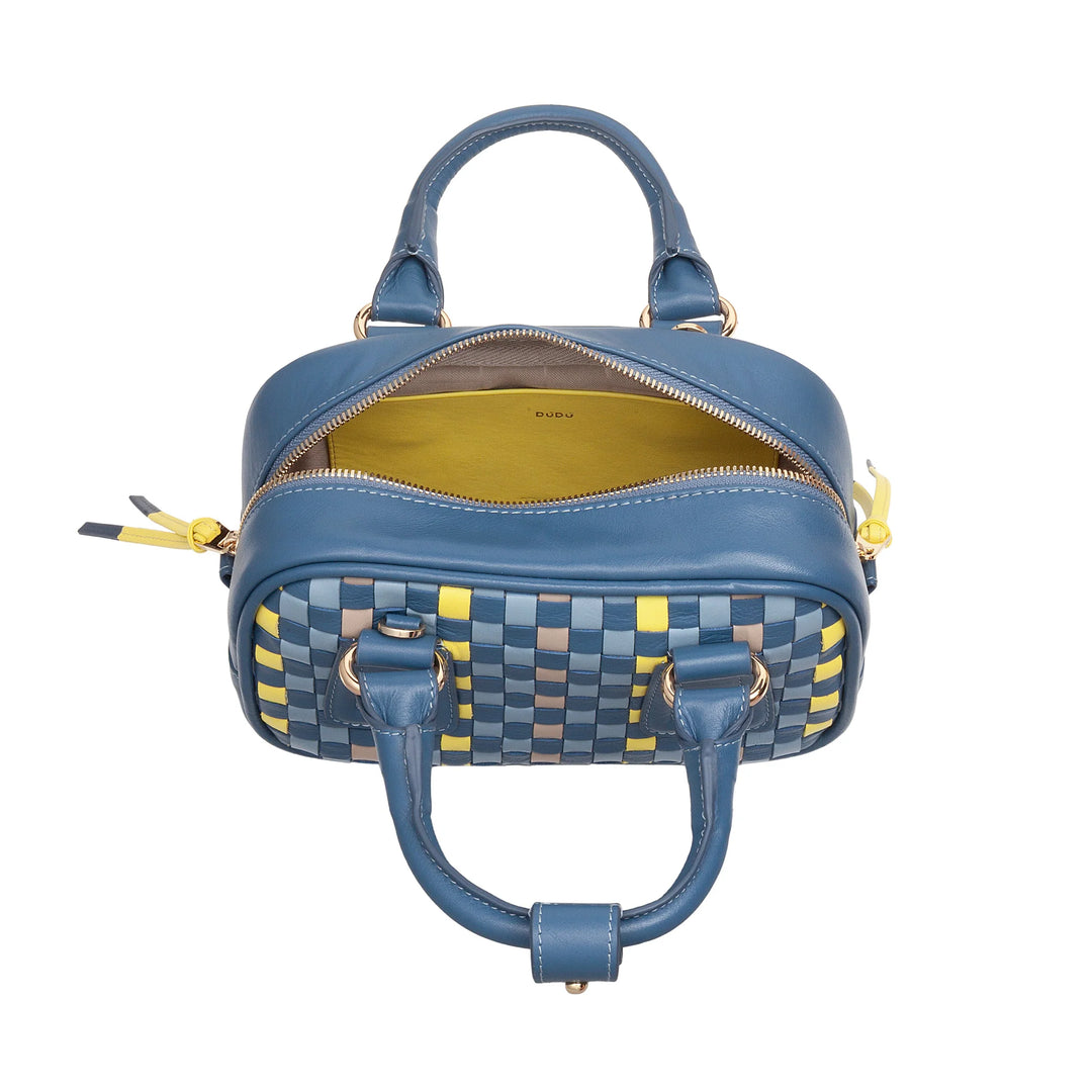 DUDU Damen-Minitasche aus mehrfarbigem gewebtem Leder – kleine elegante Handtasche mit verstellbarem Schultergurt und Griffen – kleine kompakte Handtasche