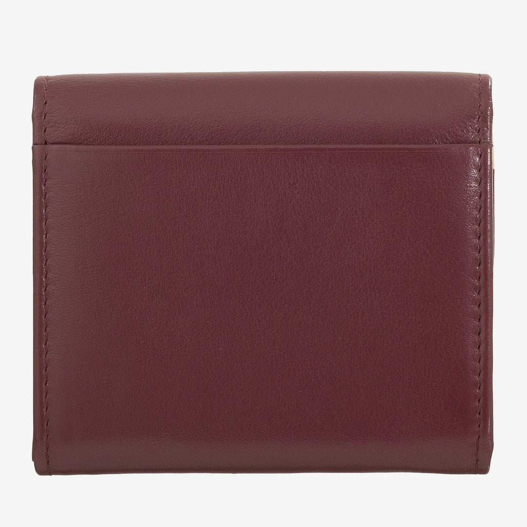 DUDU Cartera Mini Slim para Mujer de Piel Auténtica con Monedero con Cremallera, Cierre de Botón, Cartera Compacta de Color