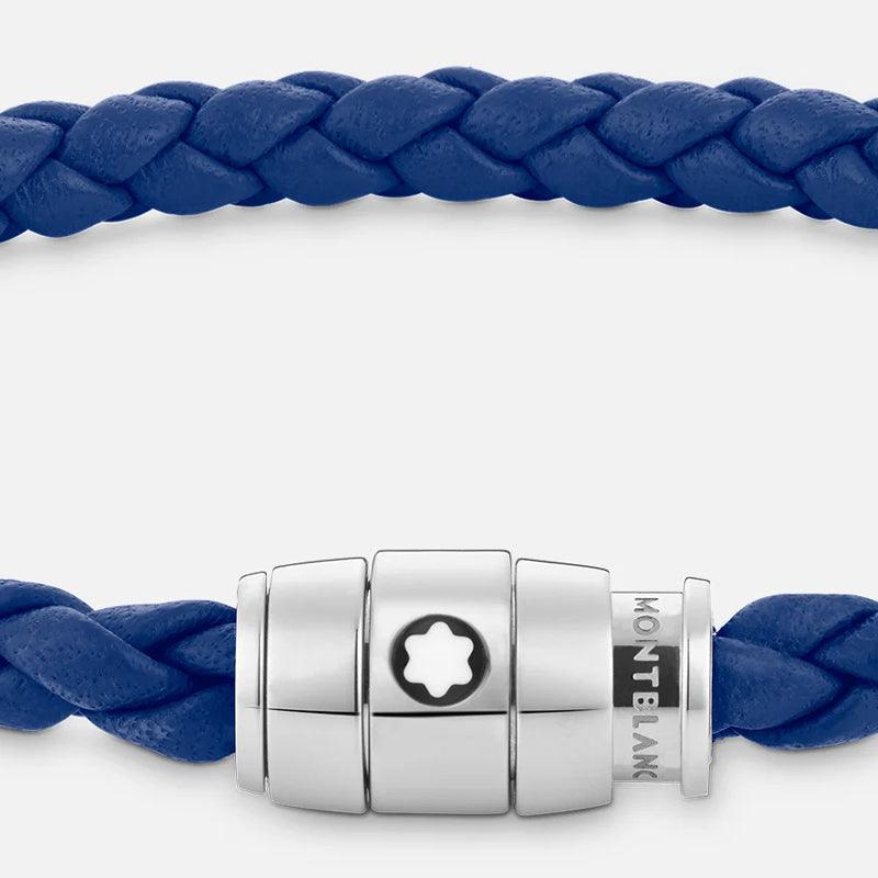 Montblanc bracciale pelle intrecciata blu chiusura a 3 anelli misura S 13089860 - Capodagli 1937