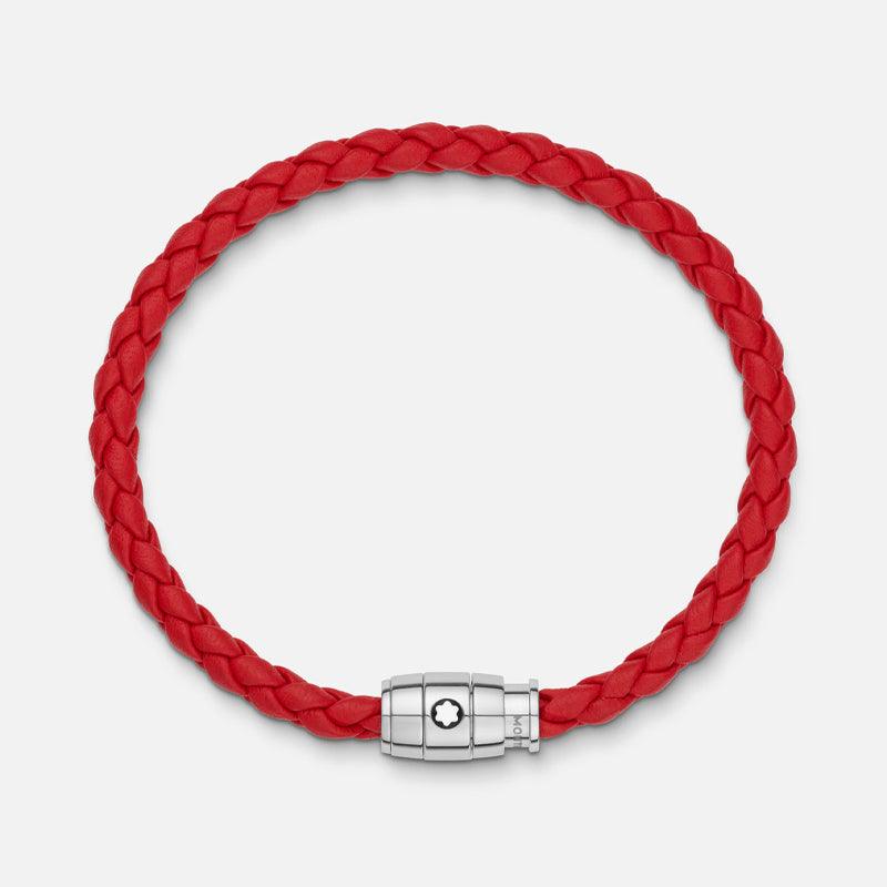 Montblanc bracciale pelle intrecciata rossa chiusura a 3 anelli misura M 13090263 - Capodagli 1937