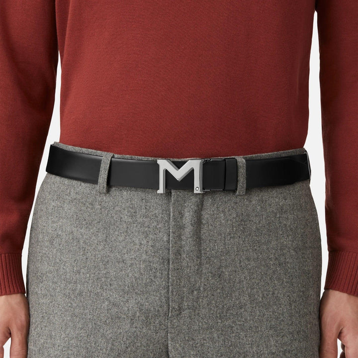 Montblanc cintura reversibile nera/grigia 35mm fibbia M 131178 - Capodagli 1937