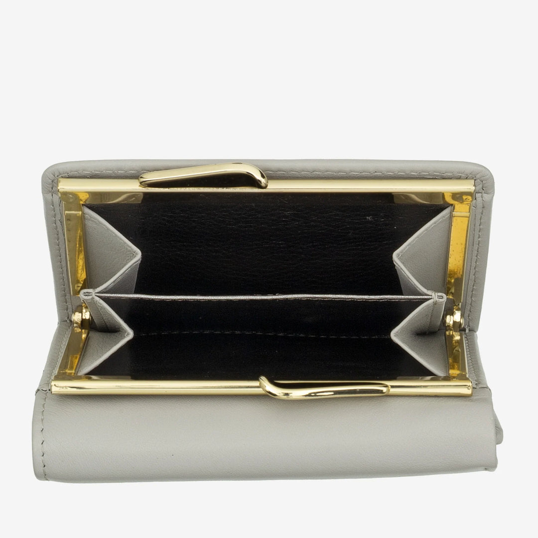 DUDU Kleine Damenbrieftasche aus RFID-Leder mit kompaktem Click-Clac-Münzfach und 6 Kartenfächern