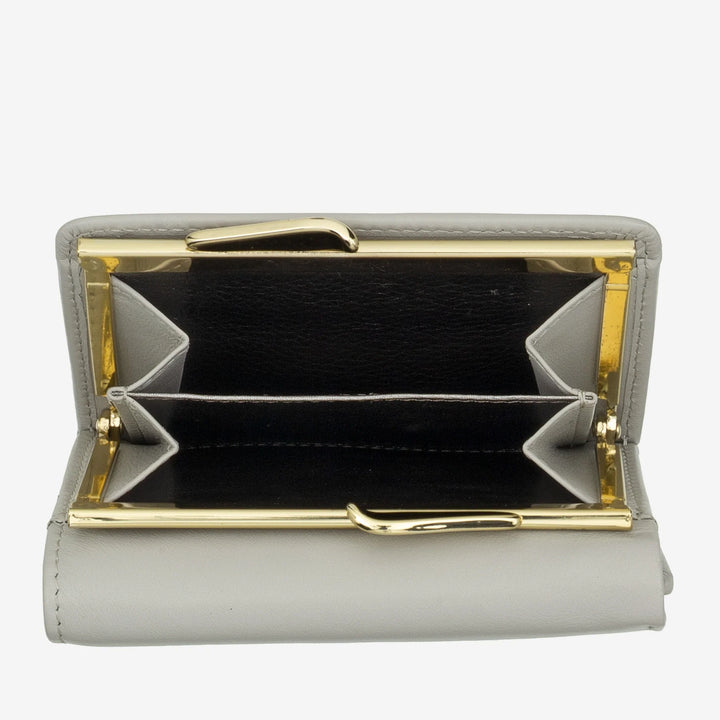 DUDU Kleine Damenbrieftasche aus RFID-Leder mit kompaktem Click-Clac-Münzfach und 6 Kartenfächern