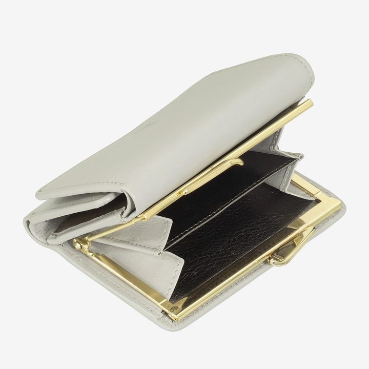 DUDU Kleine Damenbrieftasche aus RFID-Leder mit kompaktem Click-Clac-Münzfach und 6 Kartenfächern