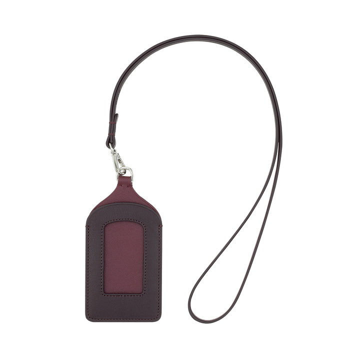 DUDU Leather Neck Badge Holder, with Detachable Cord, Credit Card Size Pass Holder, Badge Holder for Exhibitions Office