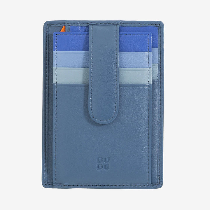 DUDU 슬림 멀티컬러 가죽 신용 카드 소지자(9개 슬롯 및 보안 잠금 장치 포함)