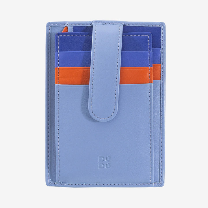 DUDU 슬림 멀티컬러 가죽 신용 카드 소지자(9개 슬롯 및 보안 잠금 장치 포함)