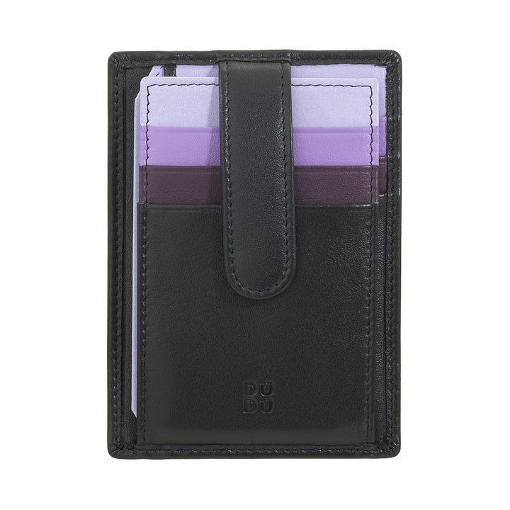 DUDU Porta Carte di Credito in Pelle Multicolore Sottile Slim Uomo Donna con 9 Slot e Chiusura di Sicurezza