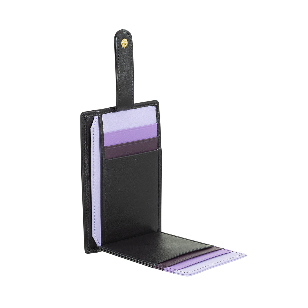 DUDU Porta Carte di Credito in Pelle Multicolore Sottile Slim Uomo Donna con 9 Slot e Chiusura di Sicurezza