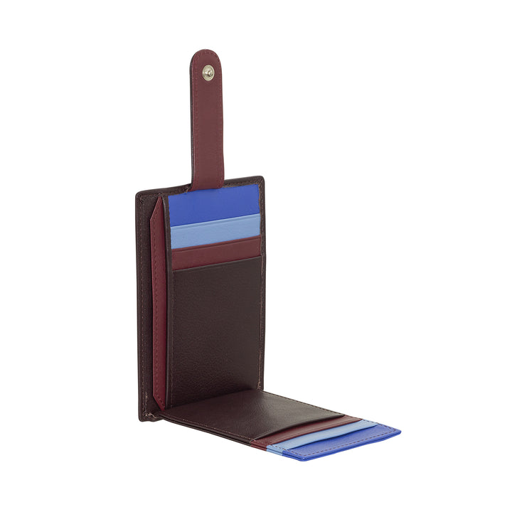 Titular de la tarjeta de crédito Dudu en cuero multicolor de los hombres delgados de los hombres delgados con 9 ranura y cierre de seguridad