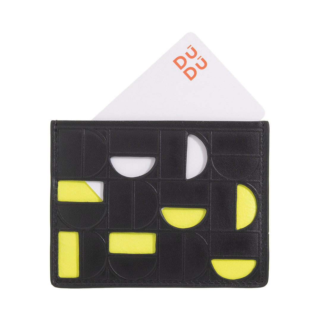 Dudu Card Card Mujer en cuero en cuero - Slim Slim Carter con diseño moderno y geométrico, compacto y elegante